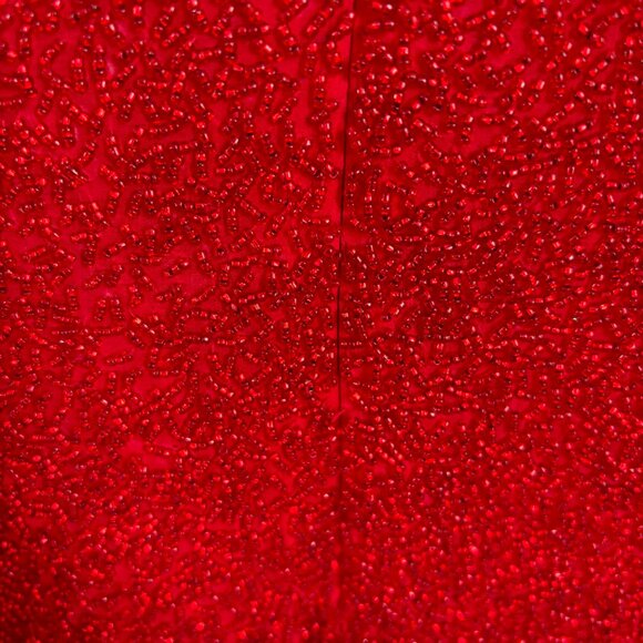 Red Beaded Vintage Dress Sequin Glitter Holiday Mini Sleeveless Short Silk 6 8 M - Picture 6 of 8